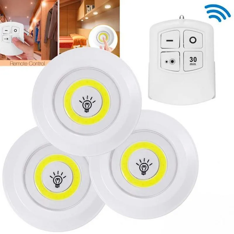 Kit Iluminação Led 3X Spots Luminárias Sem Fio Com Controle