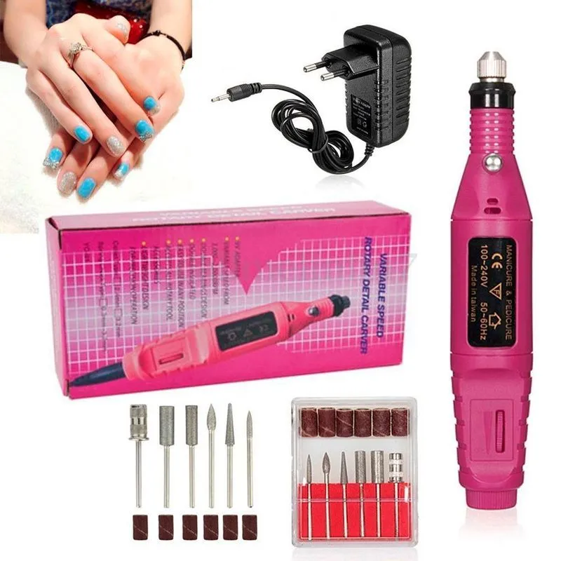 Aparelho De Manicure Elétrico Rosa Bivolt 110/220v Portátil