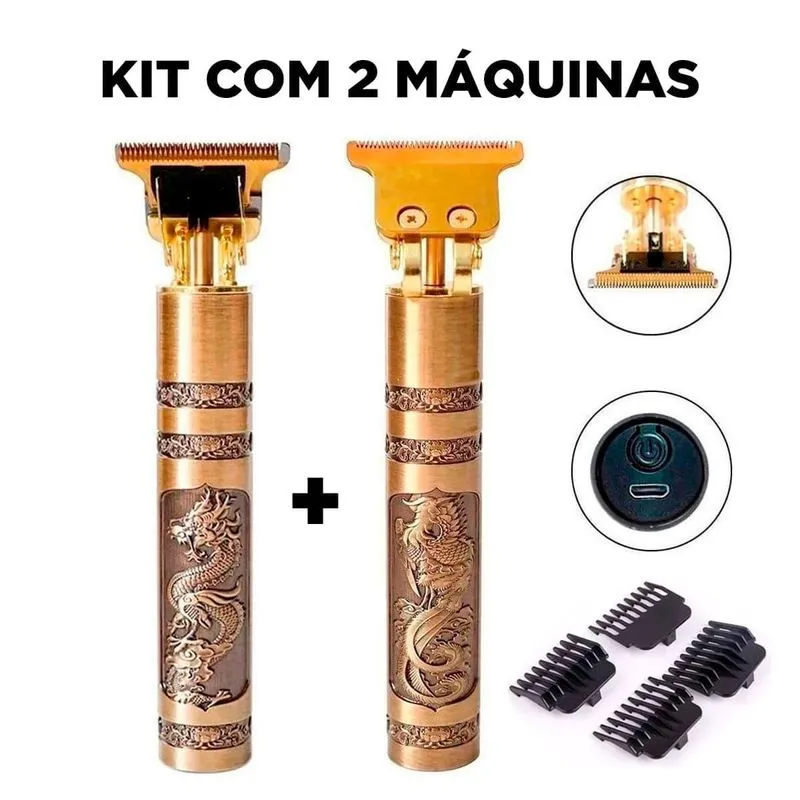 2 Máquinas Cortar Cabelo Faz Pezinho Risco Desenho Completa