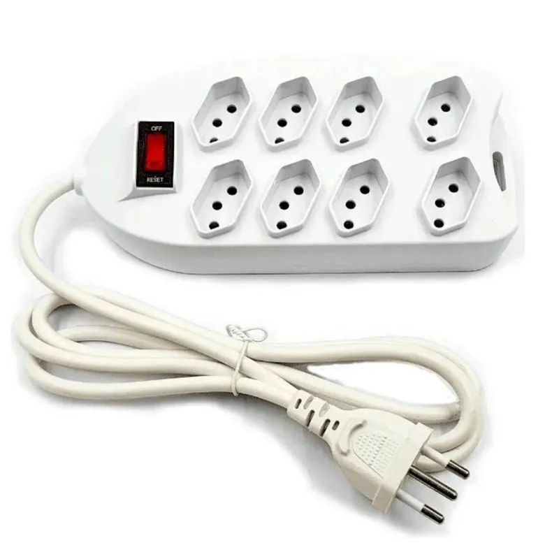 Extensão Com 8 Tomadas 2M Bivolt Ideal Para Casa