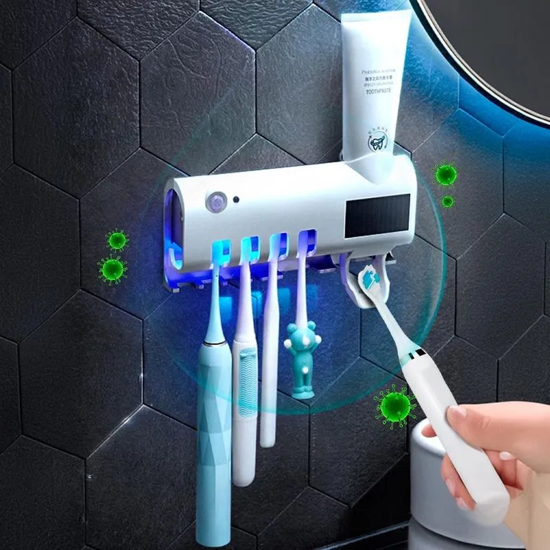 Suporte Parede Escovas Dentes E Pasta Organiza E Esteriliza