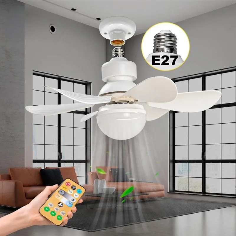 Ventilador Teto Moderna Silencioso 6 Pás Lâmpada E Controle