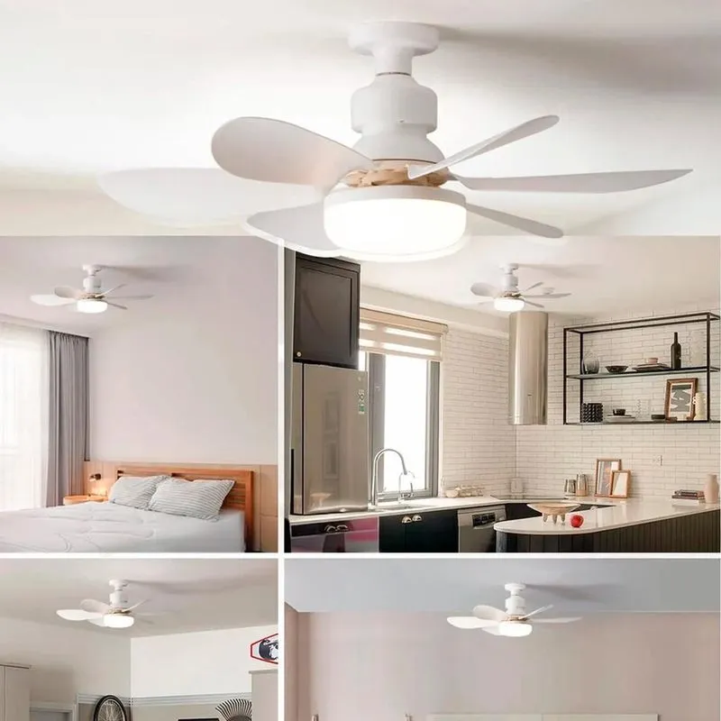 Ventilador de Teto Silencioso Laurus com Controle Remoto e Lâmpada LED 6 Pás Bivolt Branco