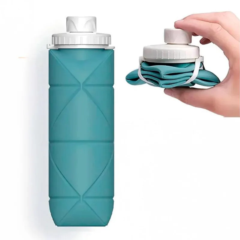 Garrafa Retrátil 600Ml De Silicone Compacta Ideal Viagem