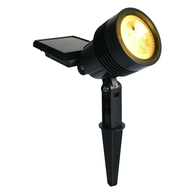 Kit 4 Luminária Solar Espeto Spot Solar Led Abs 20lm Amarela