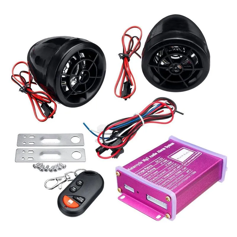 Alarme Caixa Som Moto Potente Mp3 Usb Player Áudio Controle