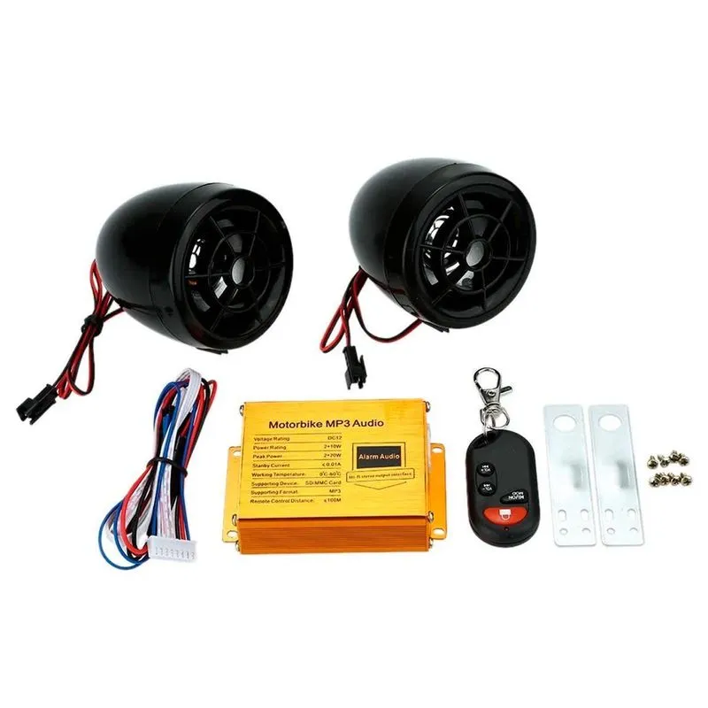 Caixa Som Moto Alarme Mp3 Usb Player Áudio Fm Trava Controle