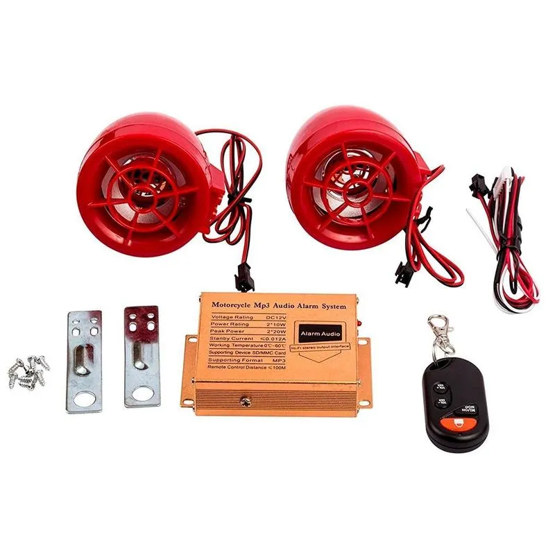Alarme Caixa Som Moto Mp3 Usb Player Áudio Controle Remoto