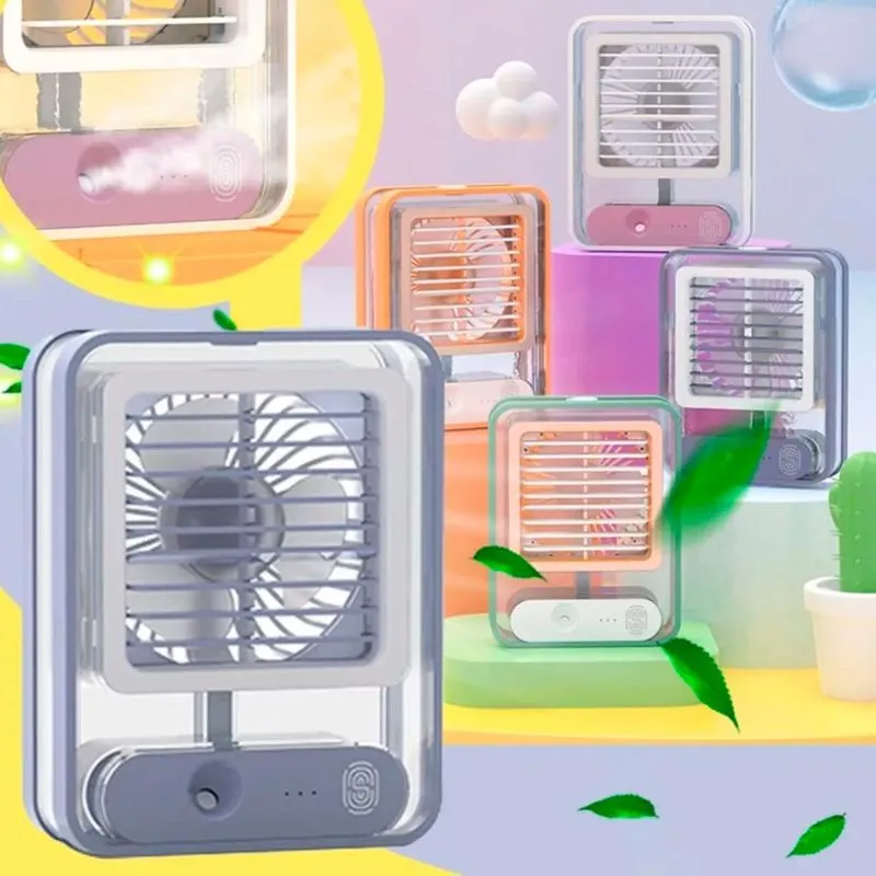 Mini Ar Portatil Umidificador Colorido Ventilador Ambientes