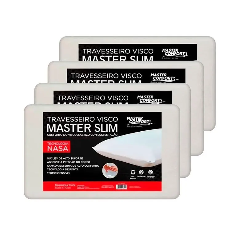 Kit 4 Travesseiros Nasa Conforto Tecnológico Antialérgico