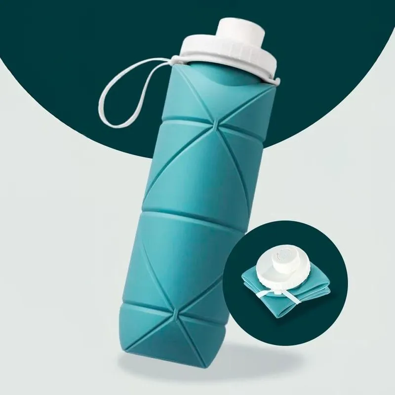 Garrafa Dobrável 600ml Leve Ideal Para Academia E Bolsa