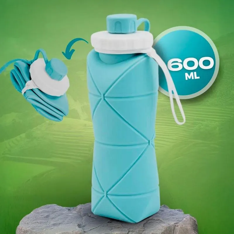Garrafa Dobrável 600ml Perfeita Para Viagem E Lancheira