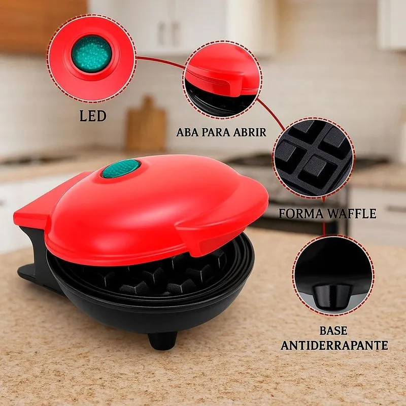 Mini Waffle Portátil Prática Para Panquecas E Waffles 110v