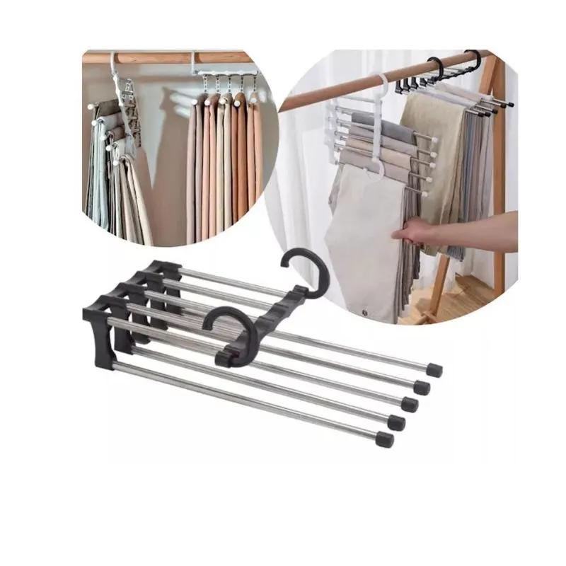 Cabide Multifuncional Inox Com 5 Divisórias Calças E Saias