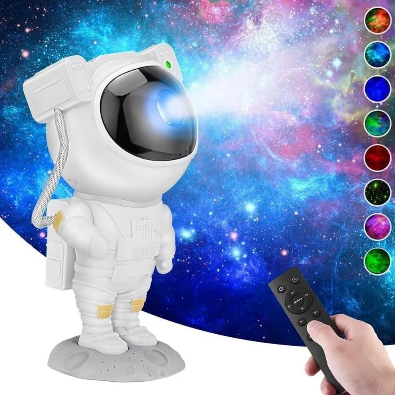 Luminária Astronauta Projetor Luz Estrelas Noturna Som