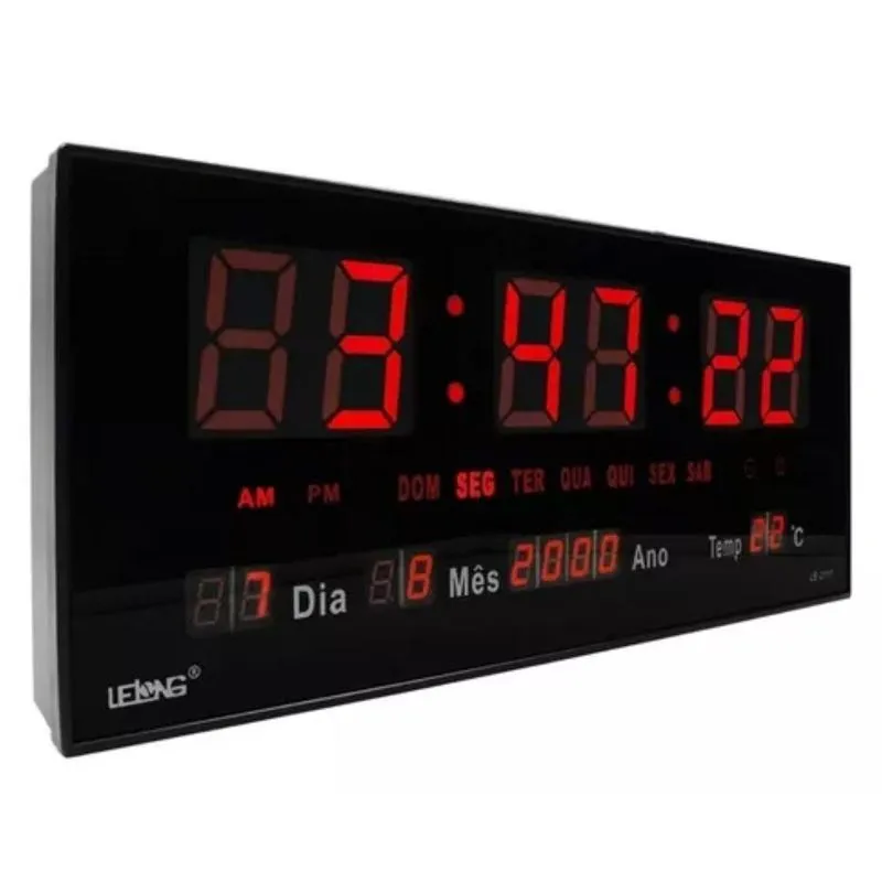 Relógio Digital Led Preto Multifuncional Salão