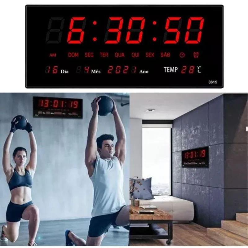 Relógio Digital Led Preto Grande Academia