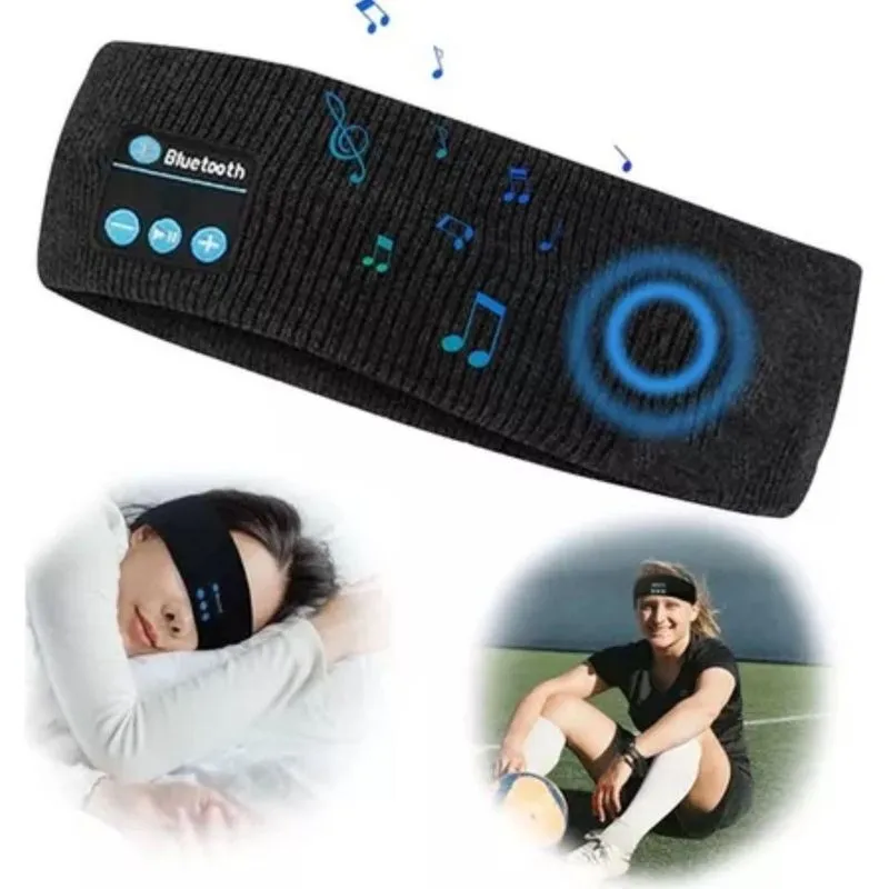 Faixa De Cabeça Esportiva Com Fone Preto Sessões De Treino