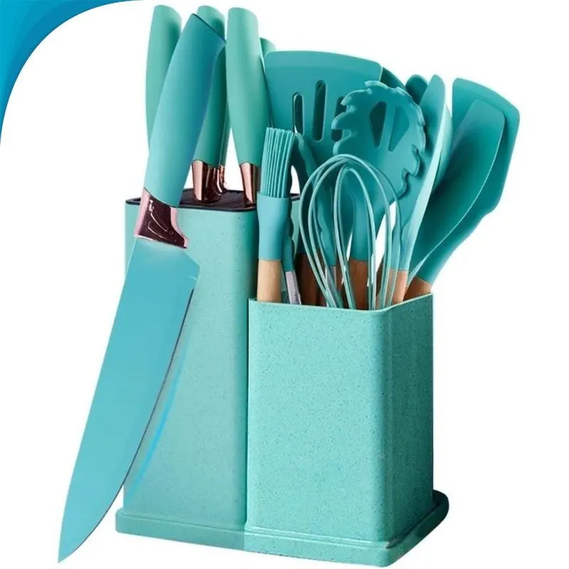 Conjunto De Facas E Utensílios 19 Peças Cozinha Rosa Oficial