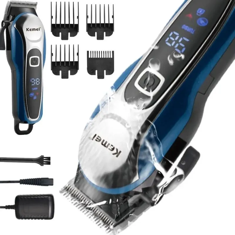Máquina de Cabelo Barba Bigode Pezinho Prateado Lâmina Titânio