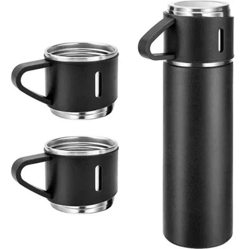 Garrafa Térmica com Xícaras Para Bebidas Quentes e Frias