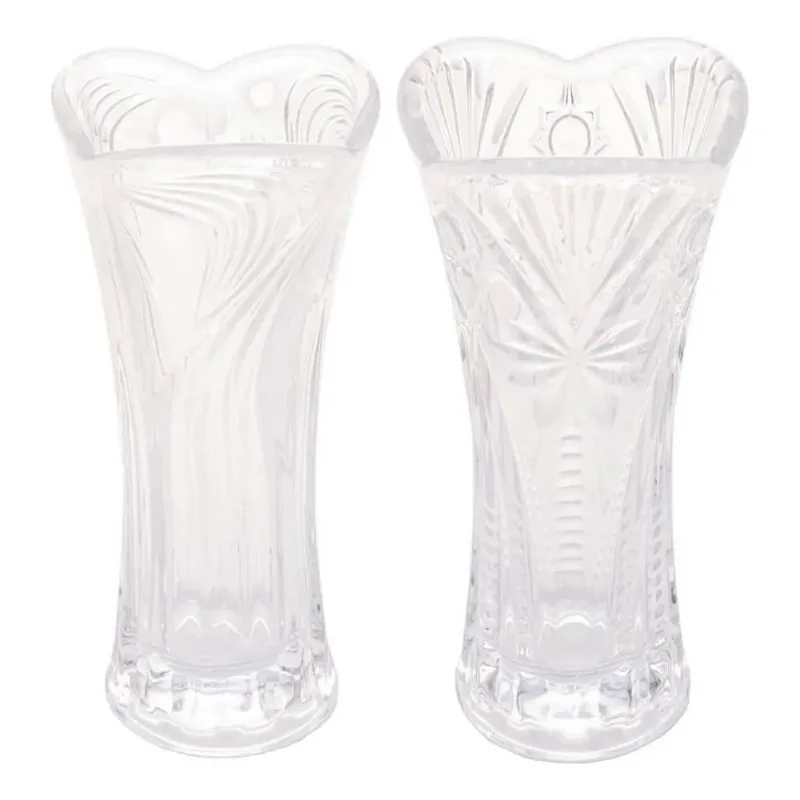 Kit 2 Vasos De Vidro Sortido Lyor 7,5x17cm Jarro De Flor Tul