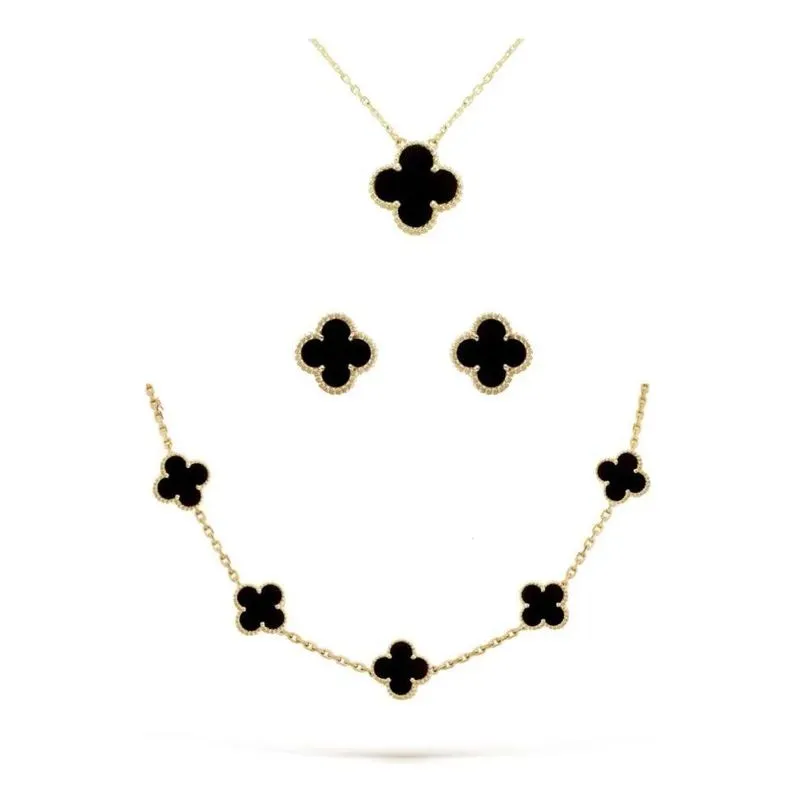 10x Kit Conjunto Colar Brinco Choker Trevo Virgínia Grife P