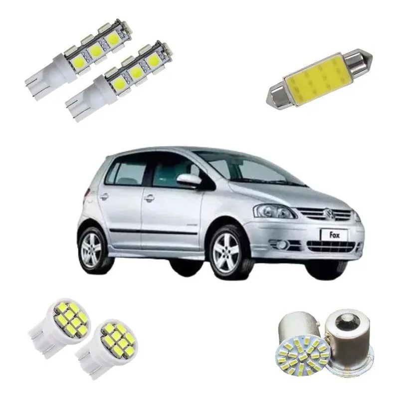 5x Kit Lampadas Led Branco Fox Pingo Teto Placa Ré Farolete