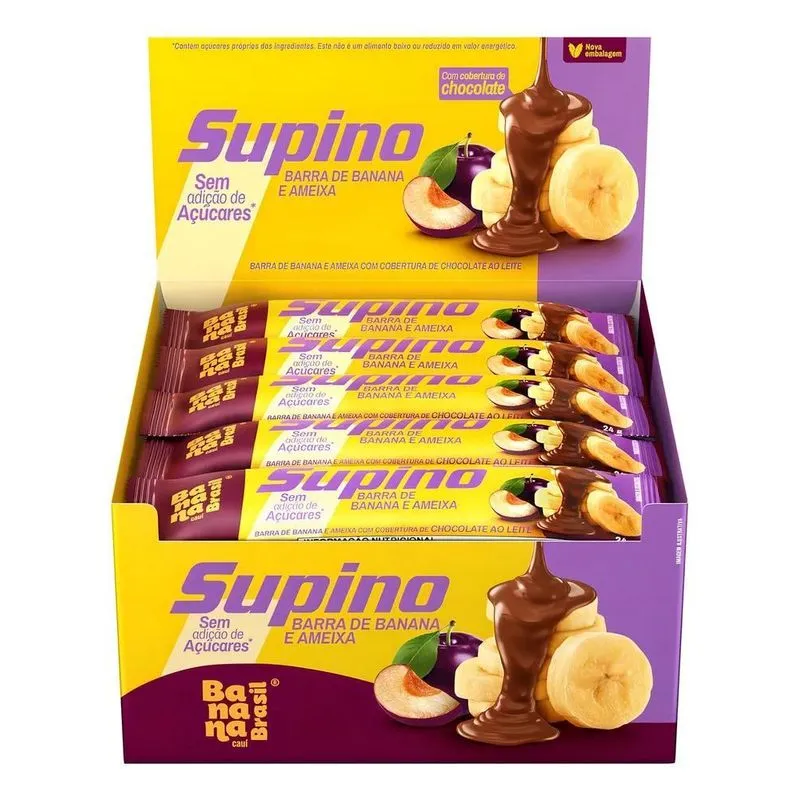 5x Barra Supino Fruta Zero Banana E Ameixa 20x24g Banana B