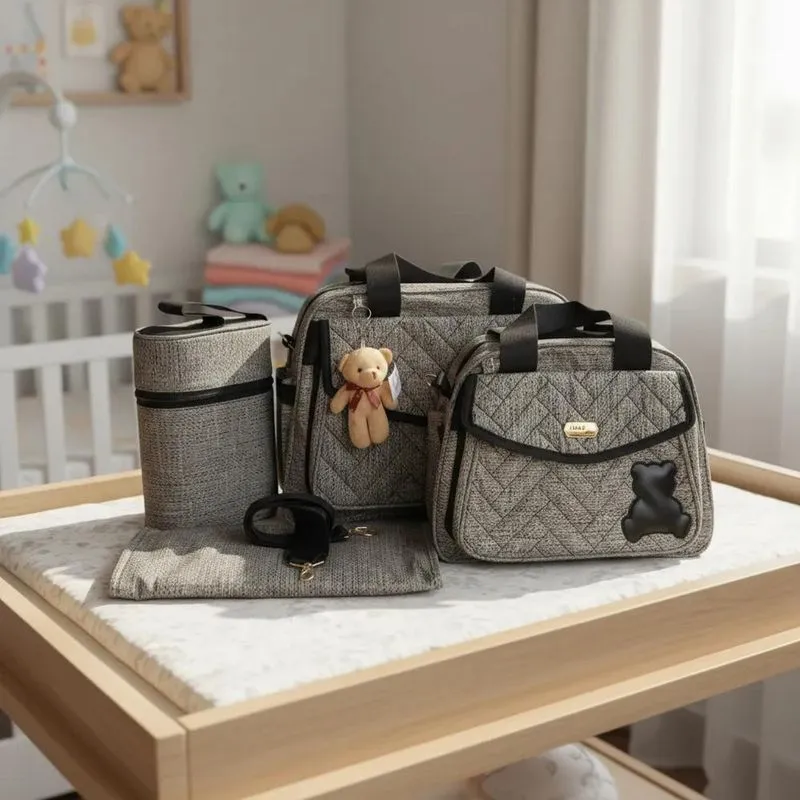 Bolsa Maternidade Enxoval Bebê Mala Feminino Cinza Com Preto
