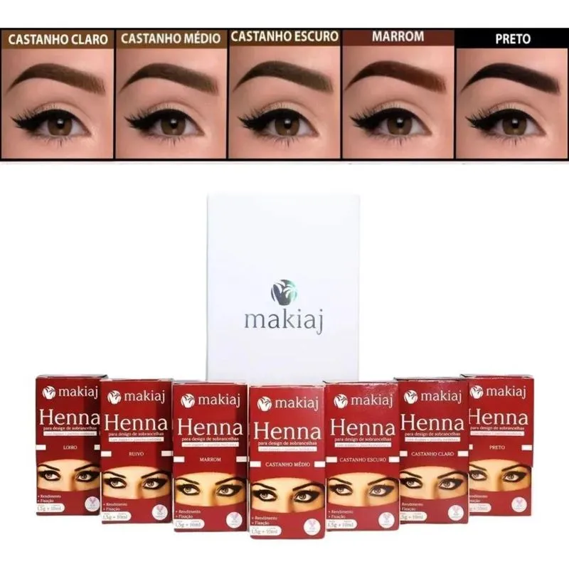 Kit Com 4 Henna Sobrancelhas Makiaj E Fixação Rena