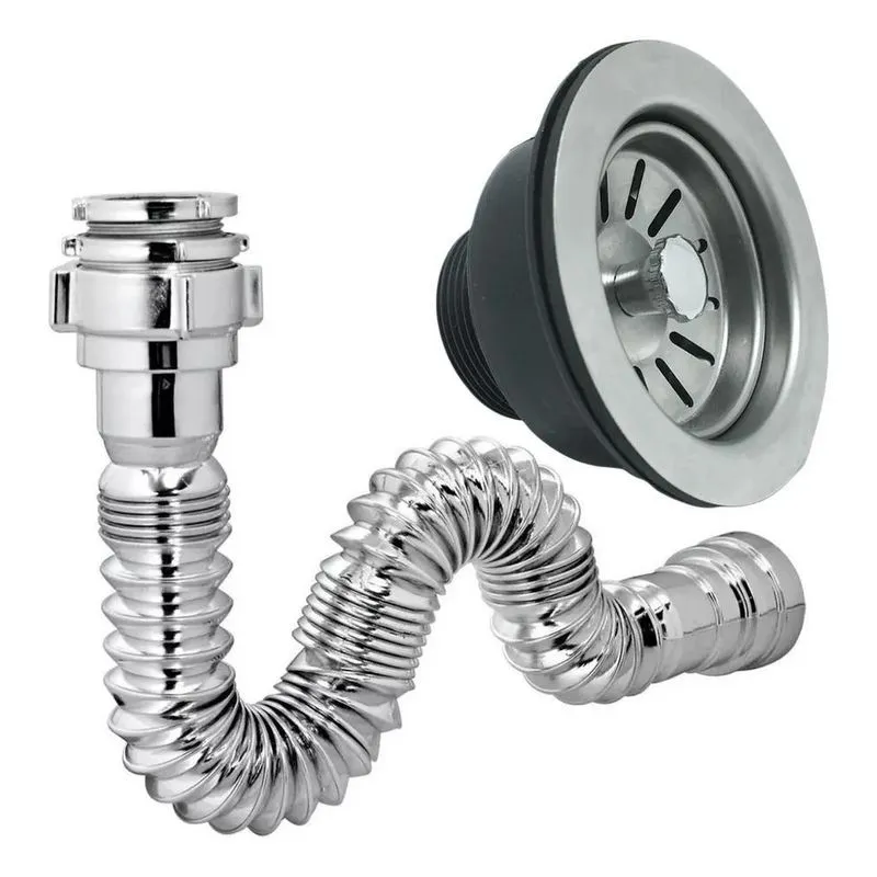 2x Válvula Americana Inox 3. 1/2 + Sifão Flexível Cromado Ac