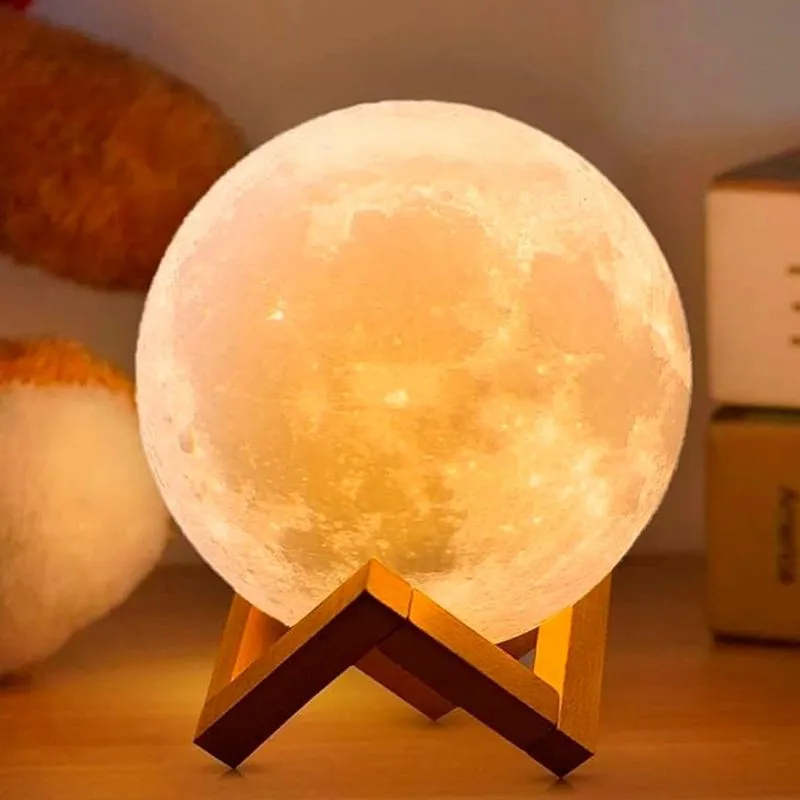 Abajur Lua Cheia 3d Umidificador De Ar E Difusor Aromas Rgb