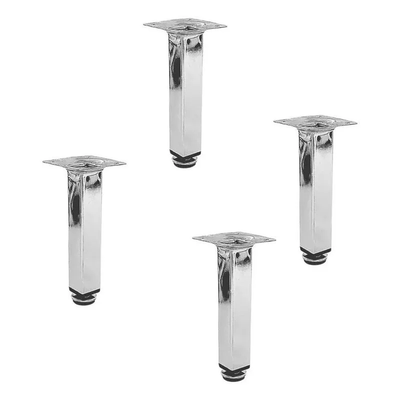 5x Pé De Cozinha Quadrado Cromado 15cm Para Móveis Kit4 Peça