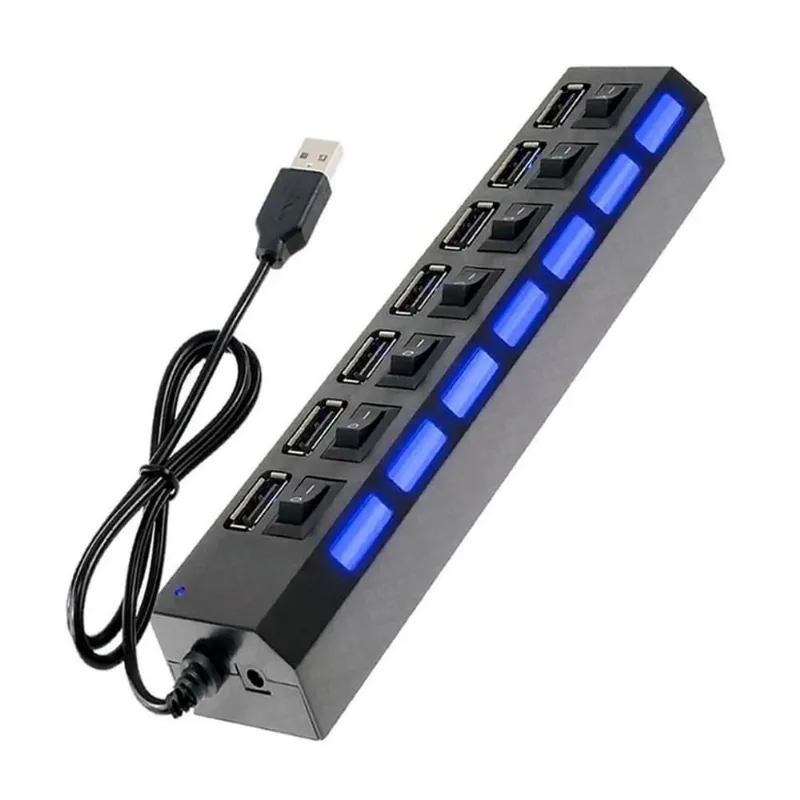 Extenso Hub Régua Usb - 7 Portas Pc Hd Externo Pendrive Note