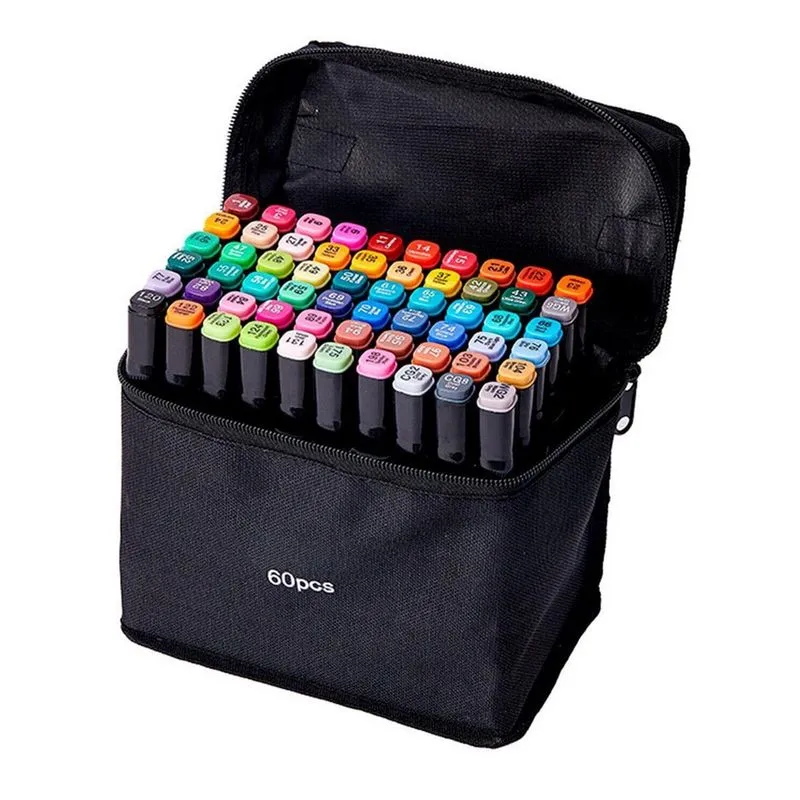 Kit Canetinhas 60 Unidades Desenho Escolar Colorido