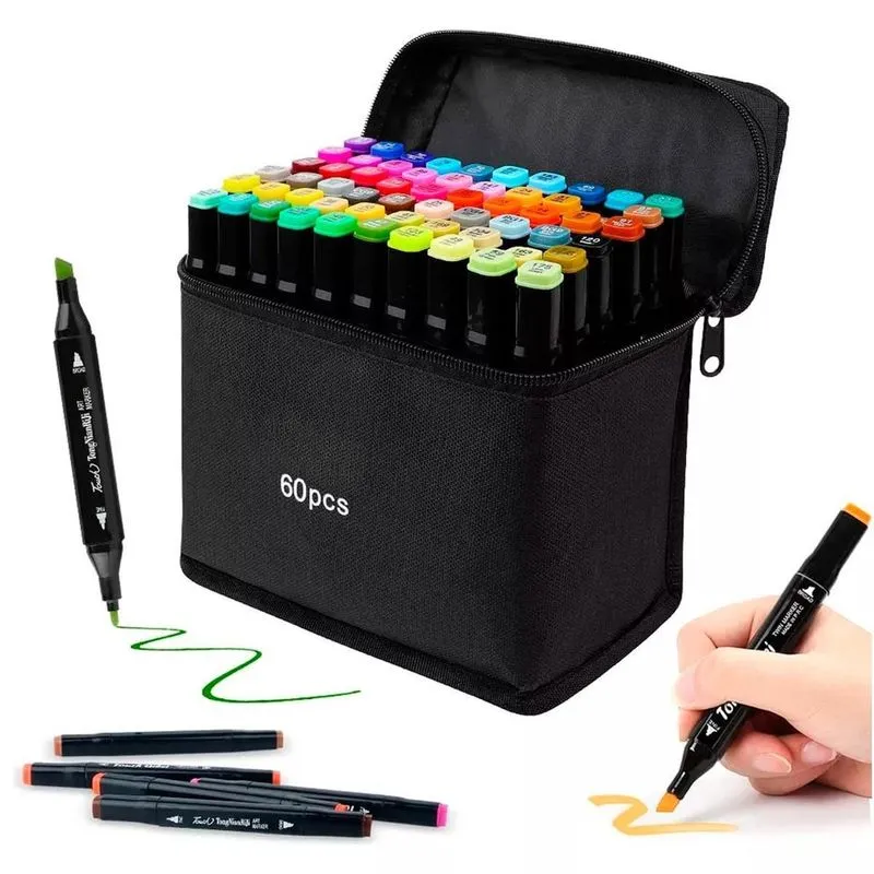 Kit Canetinha 60 Unidades Estojo Escolar Desenho