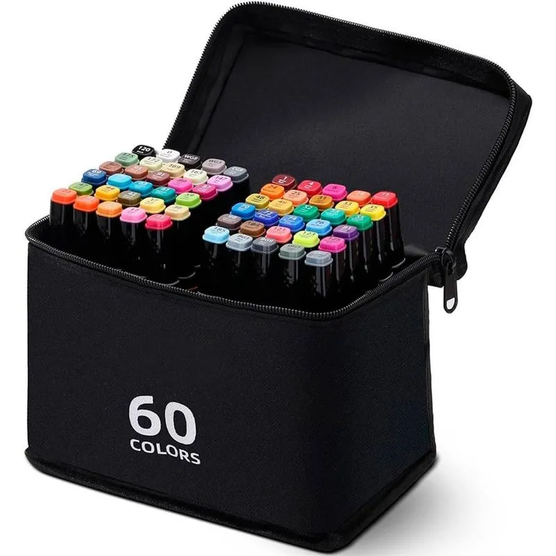 Kit Canetinhas 60 Unidades Pintura Escolar Papelaria