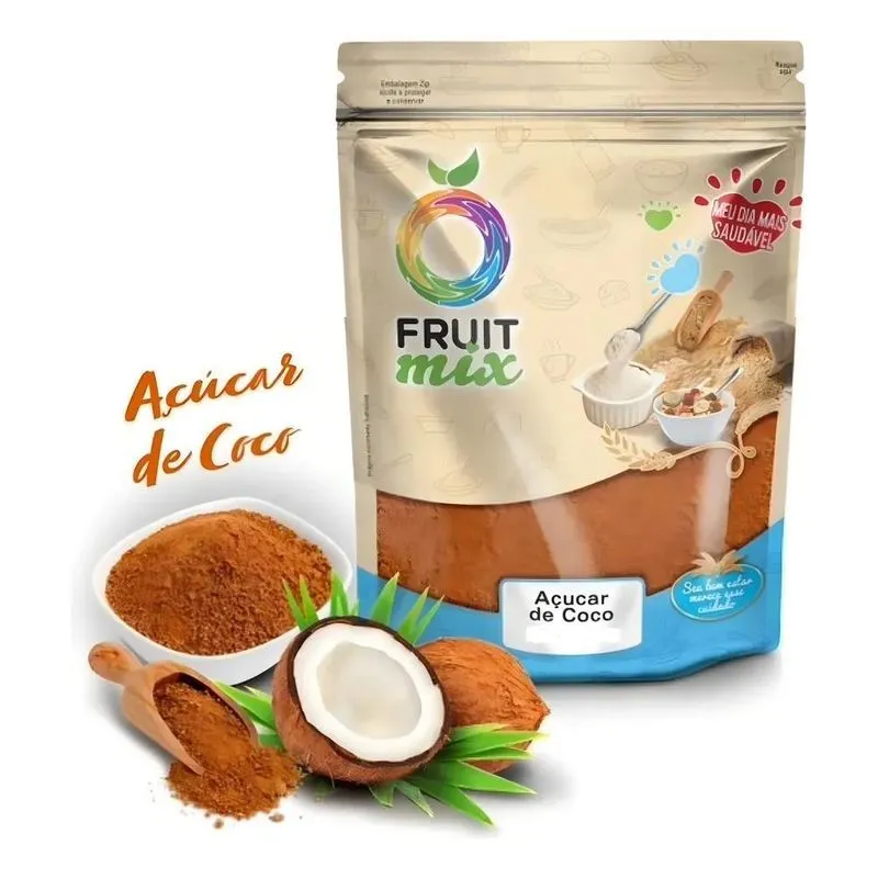 5x Açúcar De Côco Natural Puro 1 Kg Alta Qualidade Fruit M