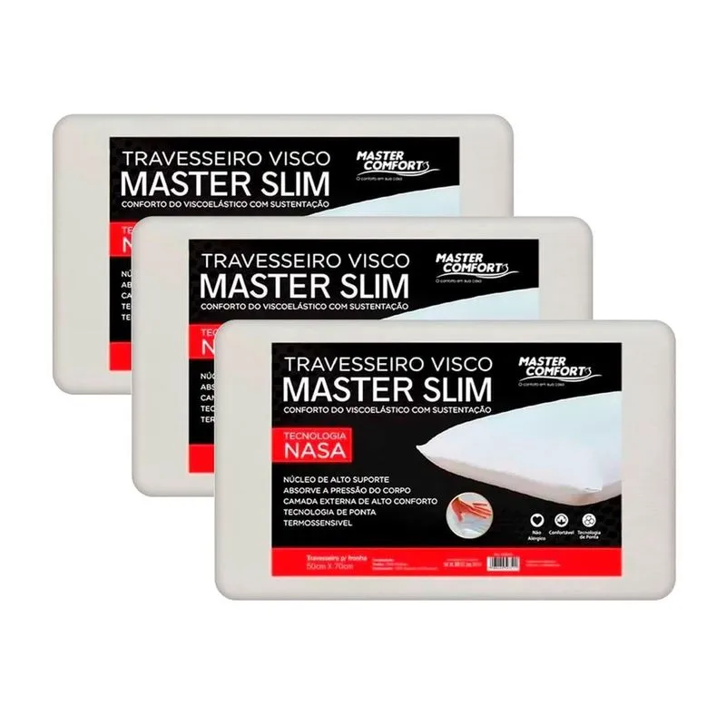 Kit 3 Travesseiros Da Nasa Viscoelástico Master Confort
