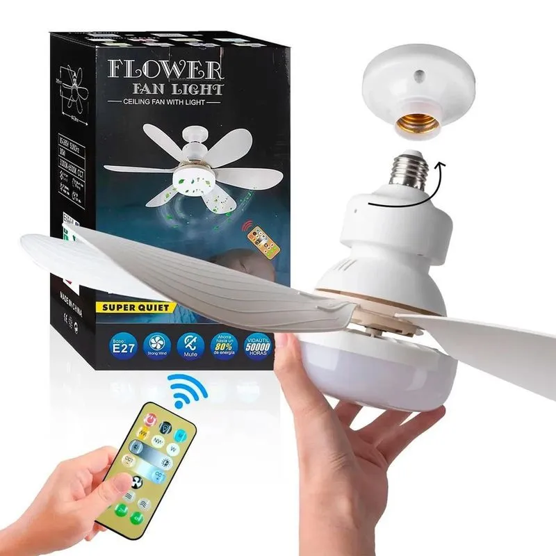 Ventilador De Teto Silencioso Moderna Lâmpada Controle 6 Pás