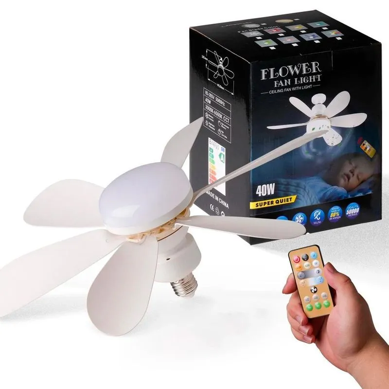 Ventilador Teto Moderna Silencioso 6 Pás Controle E Lâmpada