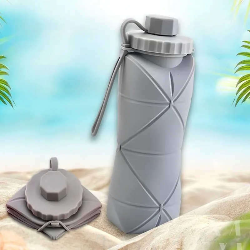 Garrafa Dobrável 600ml Perfeita Academia Leve E Compacta