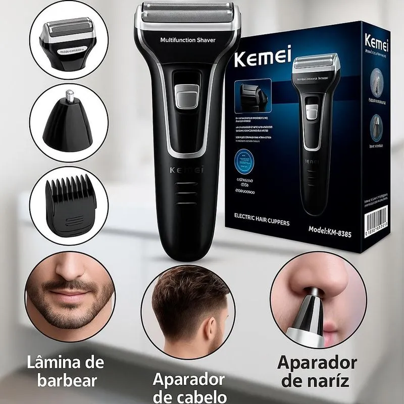 Kit Kemei 3 Em 1 Leve Compacto Digital Bivolt