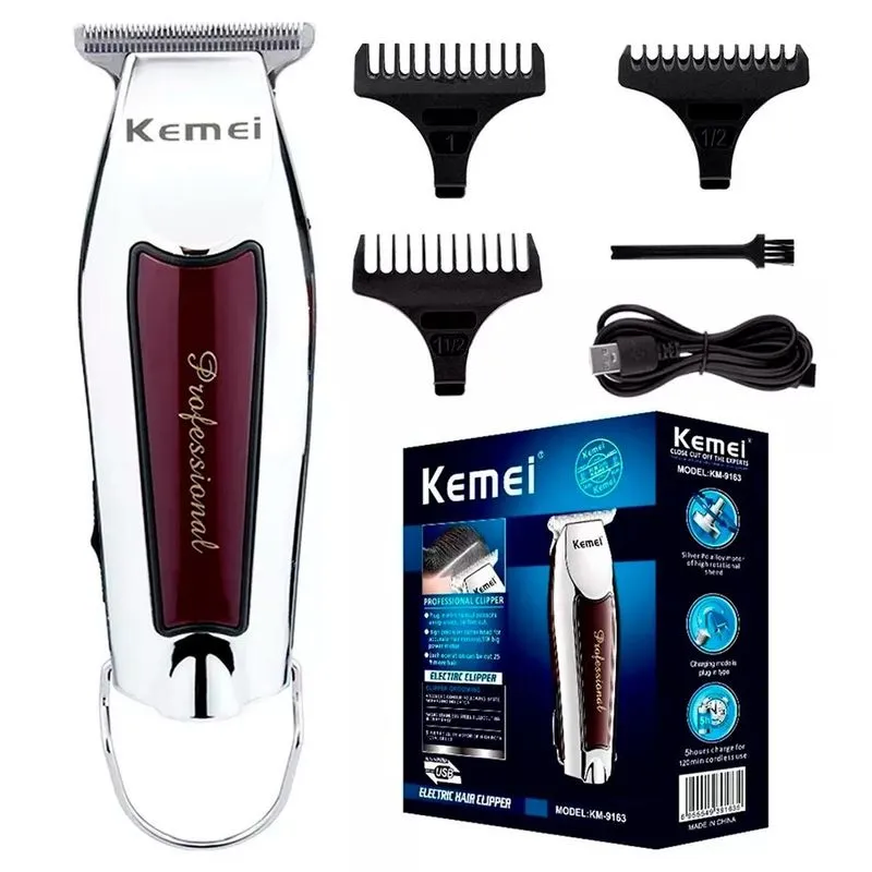 Cortador De Cabelo Kemei Usb Recarregável