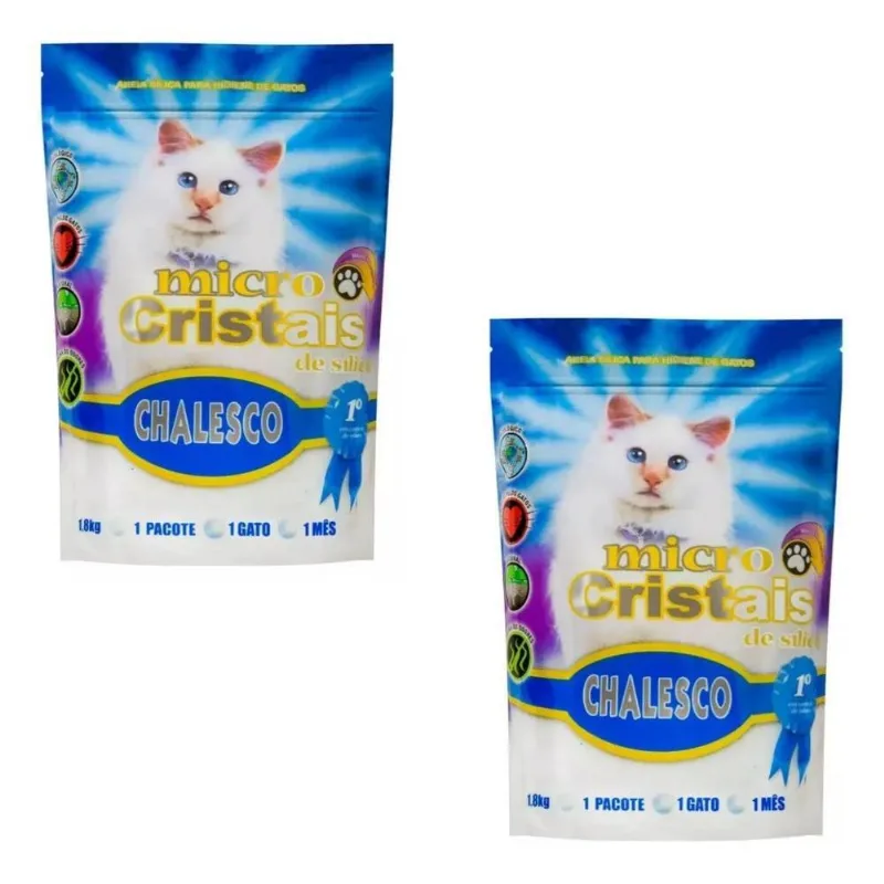 3x Kit 2 Areia Gato Sílica Fina Premium 1,8kg Chalesco