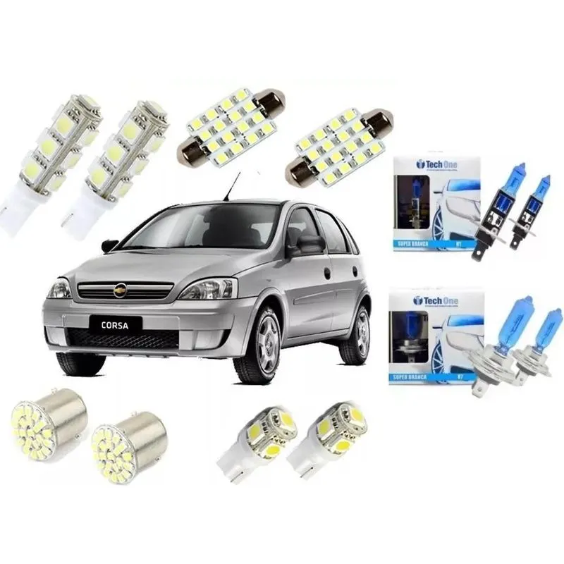 3x Kit Lampada Super Branca + Led Teto Corsa Hatch Techone