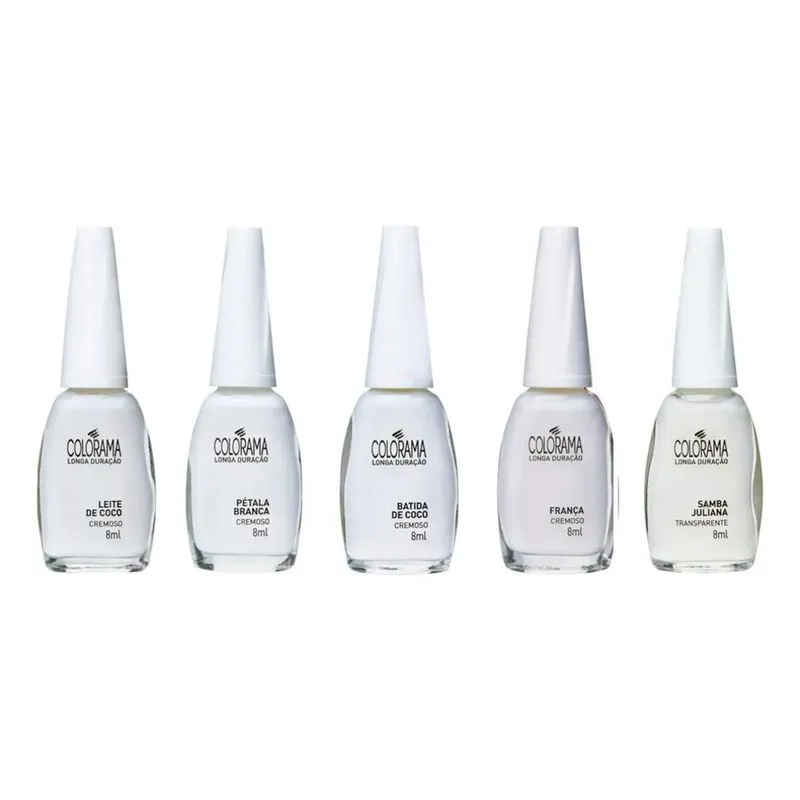 3x Kit Esmalte Colorama 5 Cores Francesinha Branco