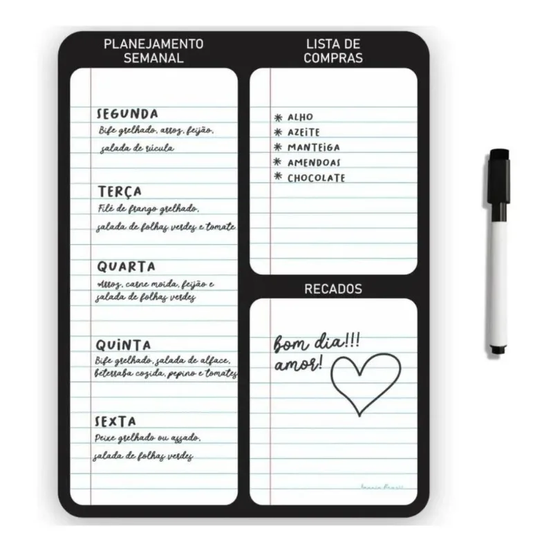 2x Ímã De Geladeira Porta Recados Anotações Planner Com Cane