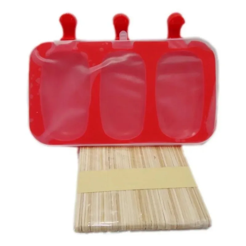 5x Forma Sorvete Picole Silicone 3 Cavidades E 50 Palito Keh